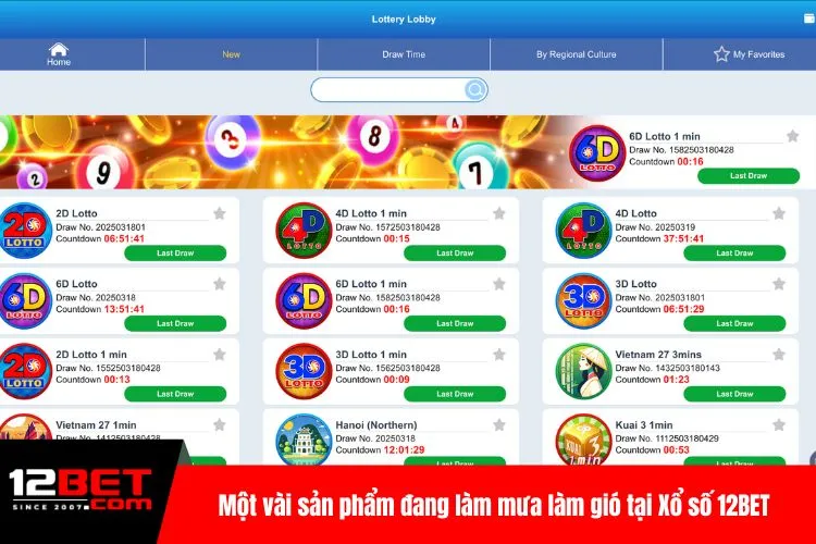 Một vài sản phẩm đang làm mưa làm gió tại Xổ số 12BET